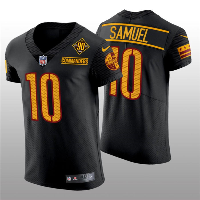 Men's Washington Commanders #10 Curtis Samuel 90th Anniversary Black Elite Stitched Jersey Men's Washington Commanders #10 Curtis Samuel 90th Anniversary Black Elite Stitched Jersey